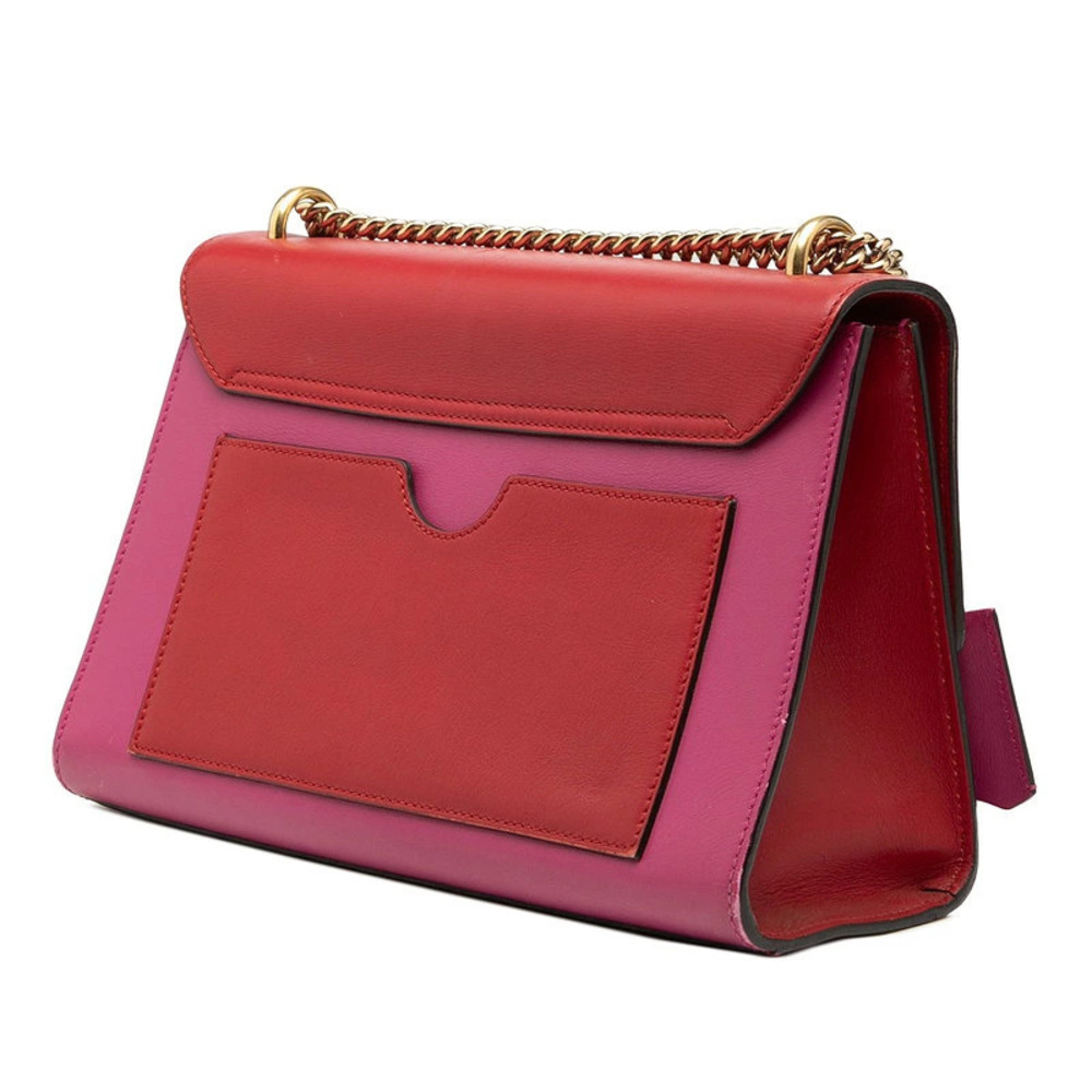 Gucci Padlock Bag Red Leather Chain Pink Shoulder